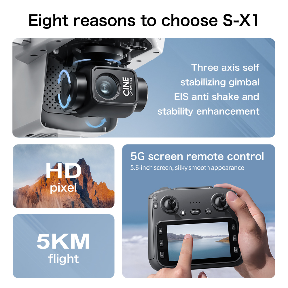 S-X1 MAX GPS Drone with 3-Axis - огляд і ціна Drone Gimbal 3 Axis